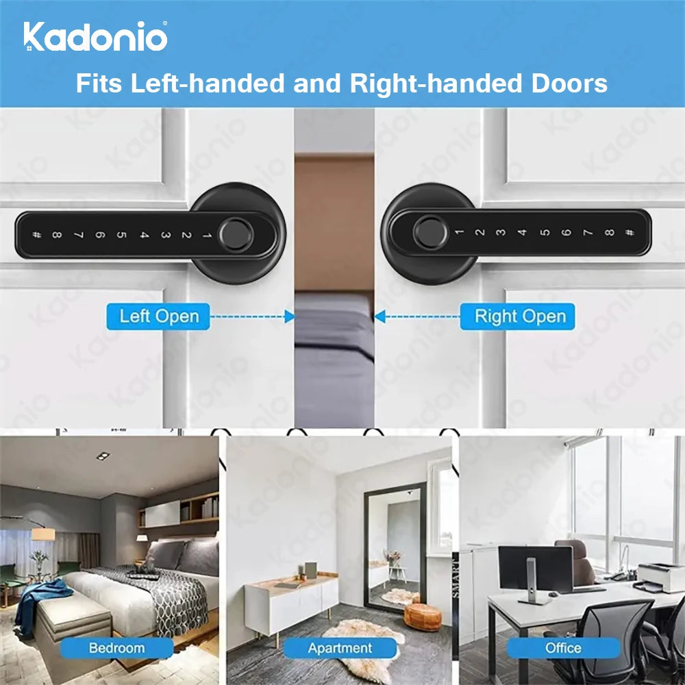 Tuya Fingerprint Main Door Lock Handle Latch With Code