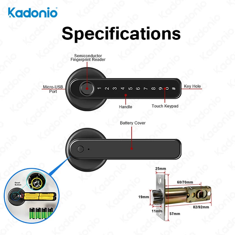 Tuya Fingerprint Main Door Lock Handle Latch With Code