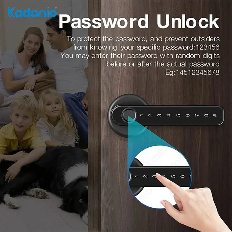 Tuya Fingerprint Main Door Lock Handle Latch With Code