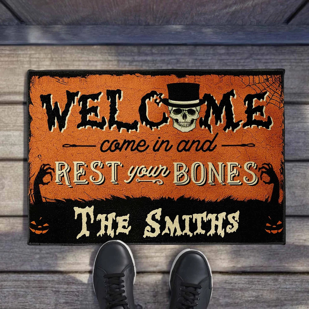 Personalized Halloween Doormat-Welcome Come In And Rest Your Bones