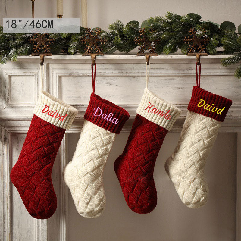 Personalized Embroidered Name Knitted Wool Christmas Stockings