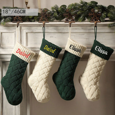 Personalized Embroidered Name Knitted Wool Christmas Stockings
