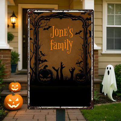 Personalized Family Name Plaque Spooky Halloween Metal Sign