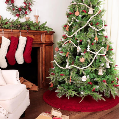 Red and White Christmas Knitted Tree Skirt