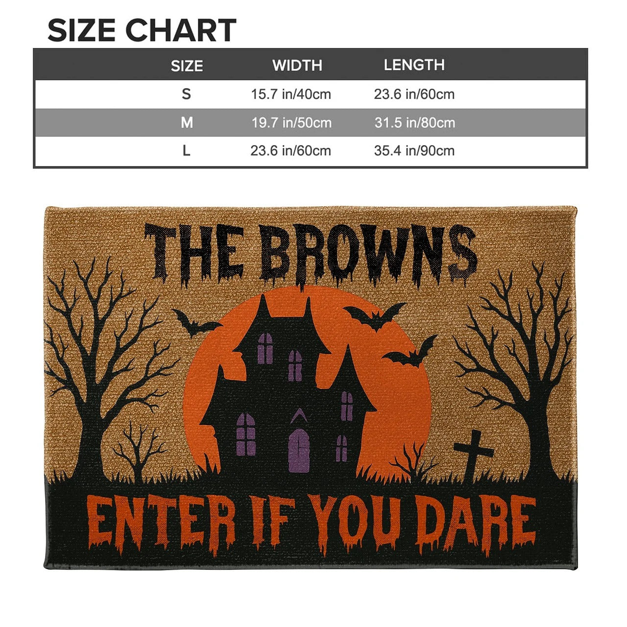 Personalized Halloween Doormat-Enter If You Dare Haunted House Design