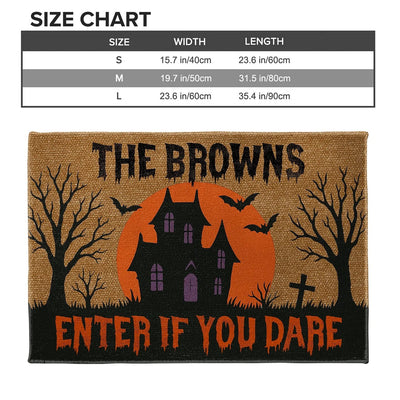 Personalized Halloween Doormat-Enter If You Dare Haunted House Design