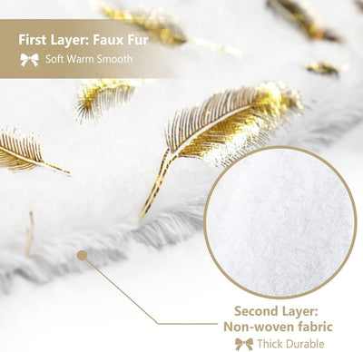 Gold Foil Feather Christmas Tree Skirt – Luxury Holiday Décor