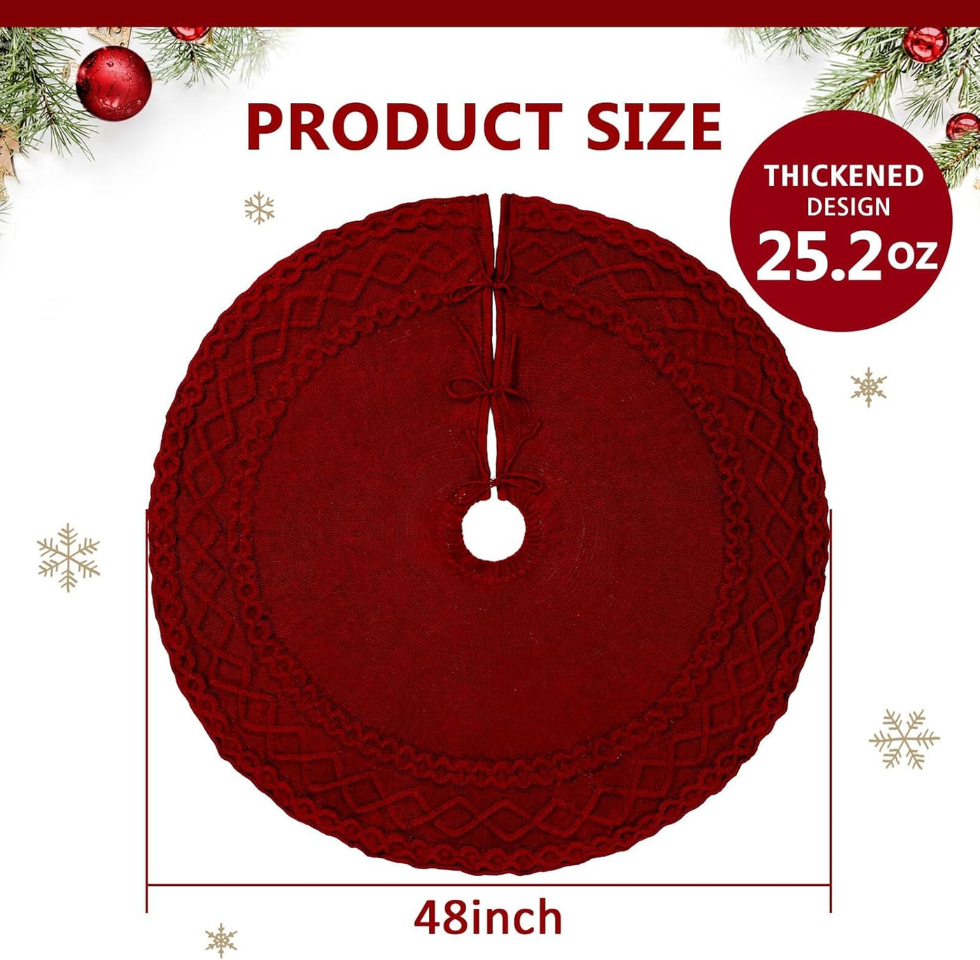 Ivory Knitted Christmas Tree Skirt Mat for Christmas Decorations