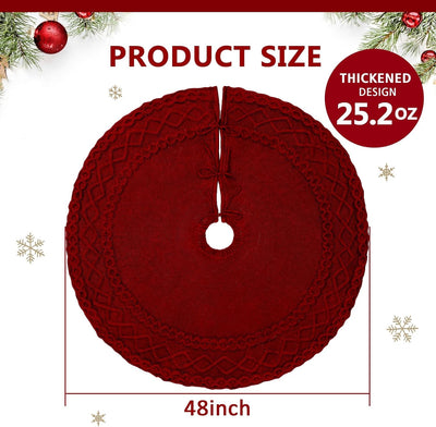 Ivory Knitted Christmas Tree Skirt Mat for Christmas Decorations