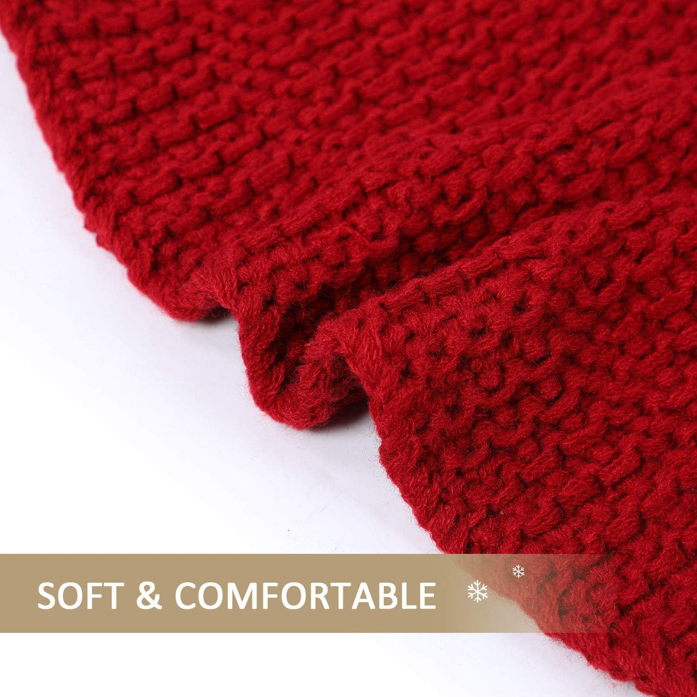 Solid Color Knitting Style Christmas Tree Skirt with Ruffled Edge – 48" / 36"