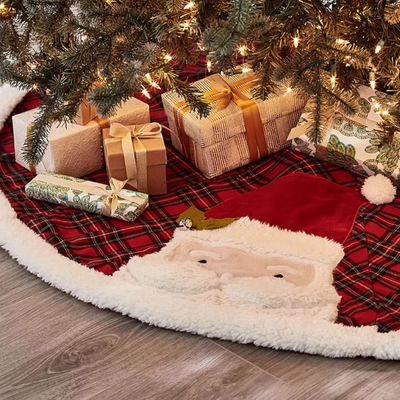 Personalized Handcrafted Christmas Family Embroidered velvet Tree Skirt