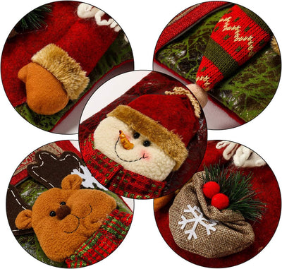 3PCS 18" Christmas Stockings – Santa, Snowman & Reindeer