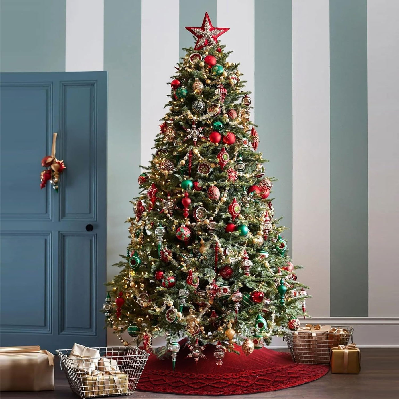 Ivory Knitted Christmas Tree Skirt Mat for Christmas Decorations