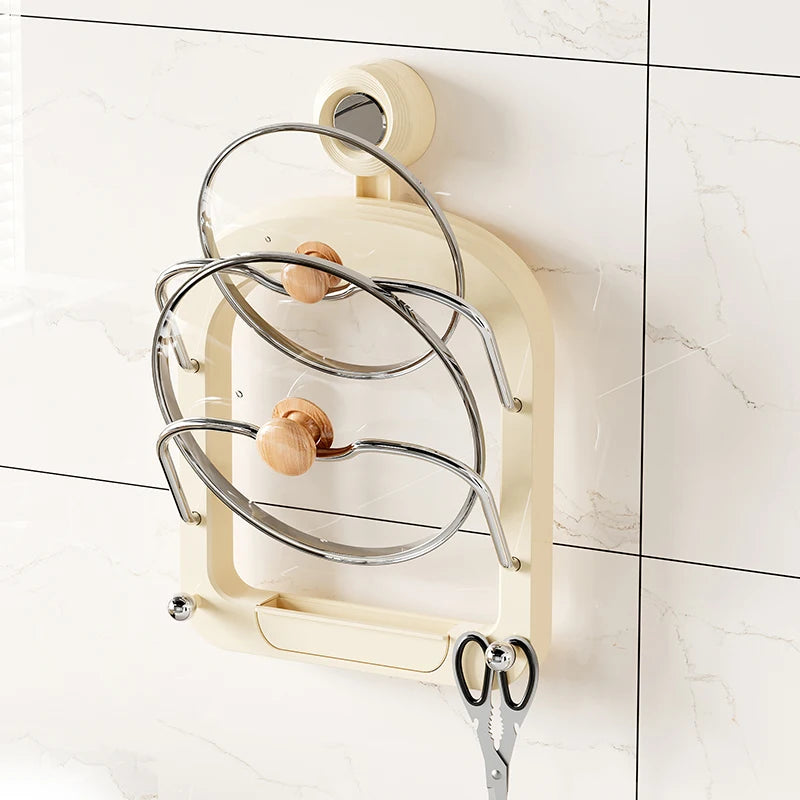 Wall Mount Pot Lid Holder With Suction Cup Cabinet