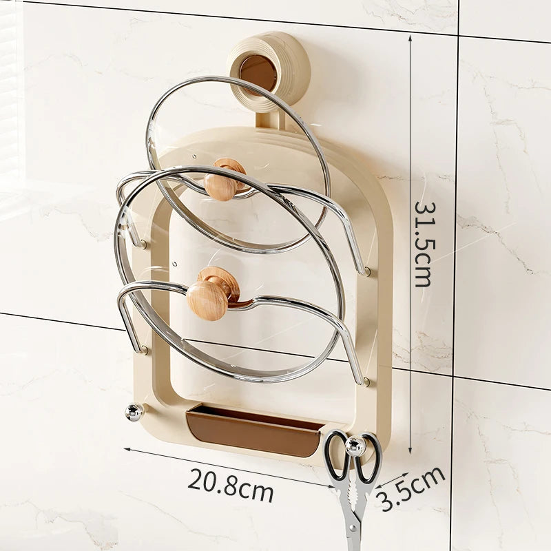 Wall Mount Pot Lid Holder With Suction Cup Cabinet