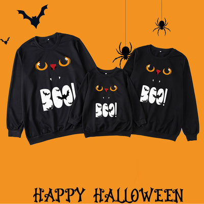 Family Matching Halloween Glow-in-the-Dark Black Cat Sweatshirts