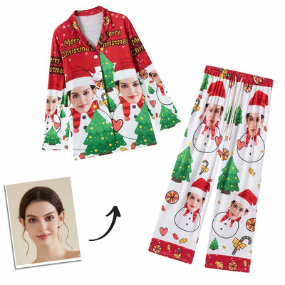 Personalized Image Christmas Pajamas for Couple Portrait Prints