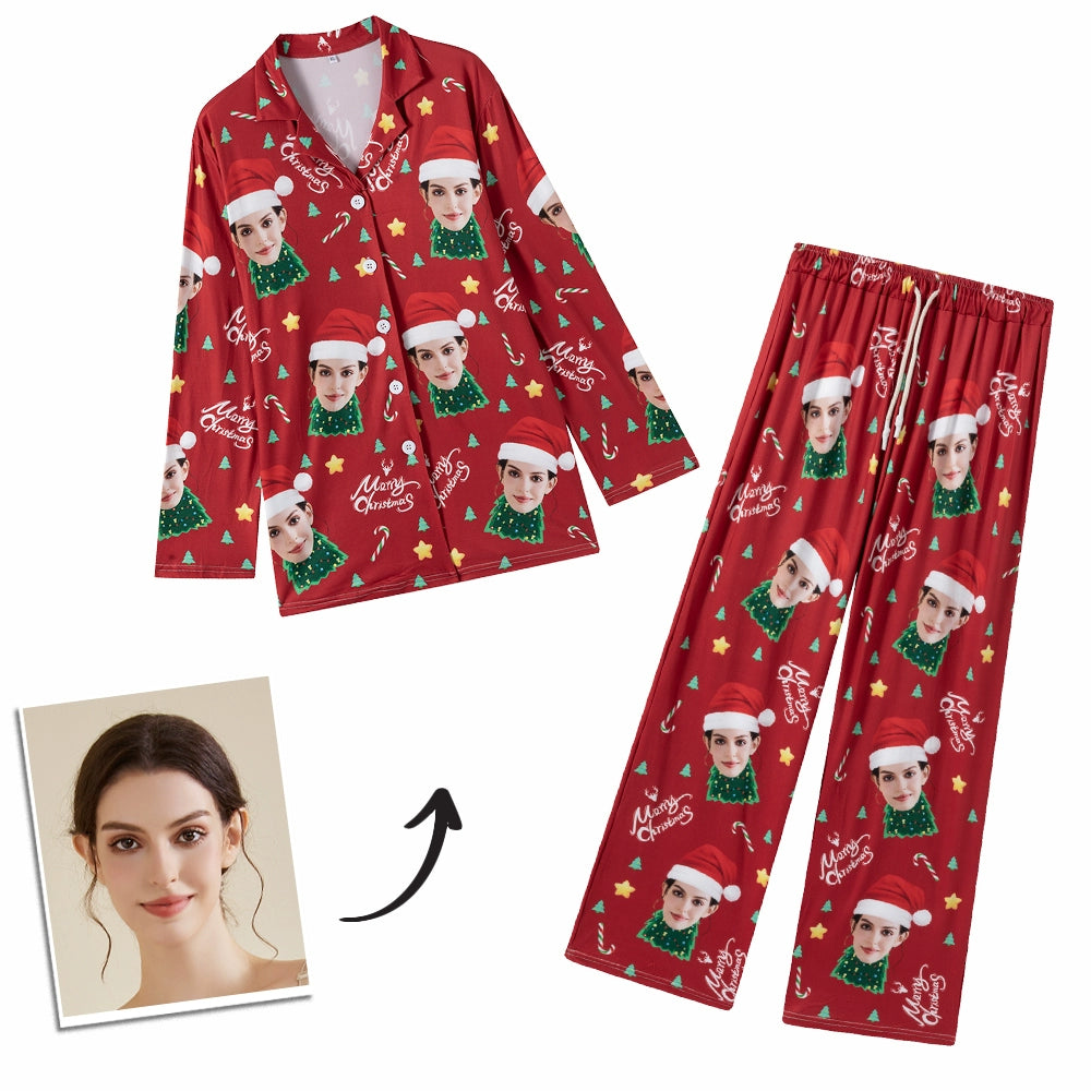 Personalized Image Christmas Pajamas for Couple Portrait Prints