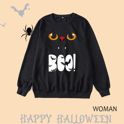 Family Matching Halloween Glow-in-the-Dark Black Cat Sweatshirts