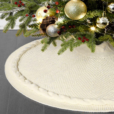 Red and White Christmas Knitted Tree Skirt
