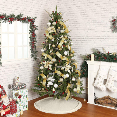 Red and White Christmas Knitted Tree Skirt