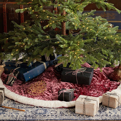 Personalized Handcrafted Christmas Family Embroidered velvet Tree Skirt