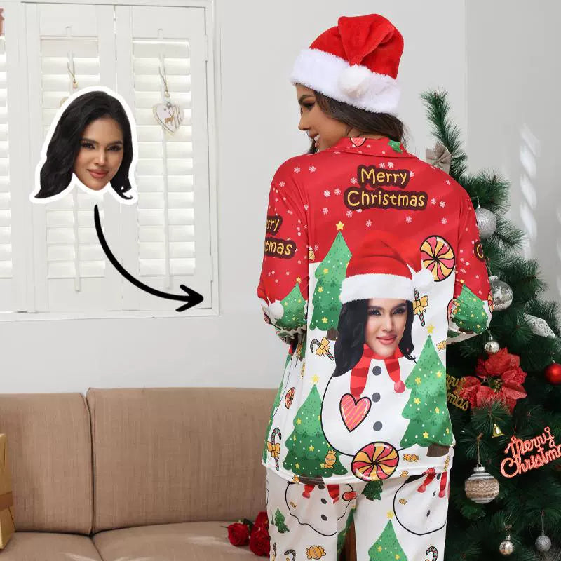 Personalized Image Christmas Pajamas for Couple Portrait Prints
