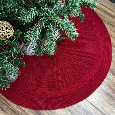 Red and White Christmas Knitted Tree Skirt