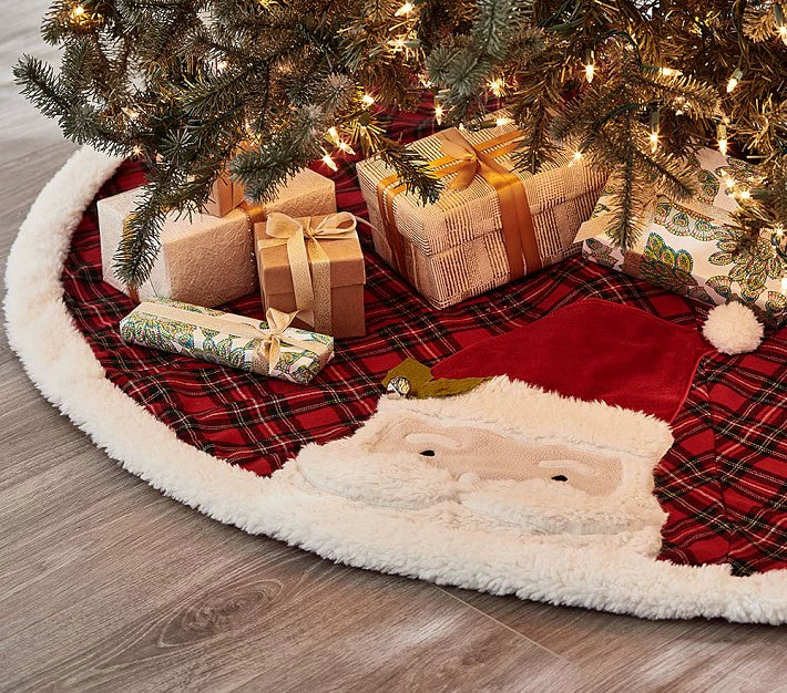 Personalized Handcrafted Christmas Family Embroidered velvet Tree Skirt