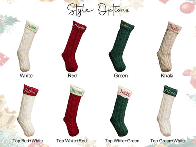 Personalized Knit Christmas Stocking with Custom Embroidery – 18.9" Holiday Decor