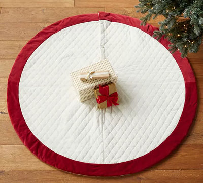 Personalized Handcrafted Christmas Family Embroidered velvet Tree Skirt