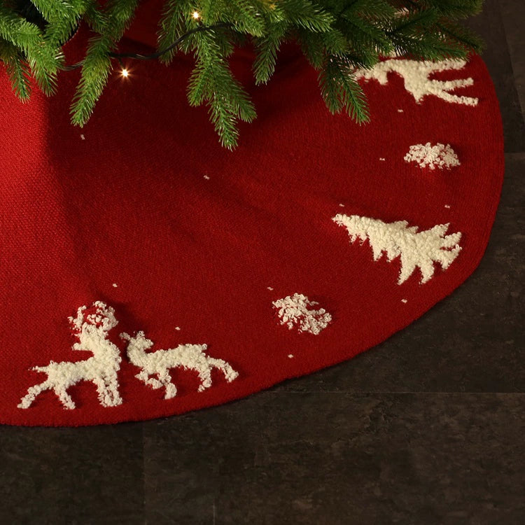 Personalized Handcrafted Christmas Family Embroidered velvet Tree Skirt