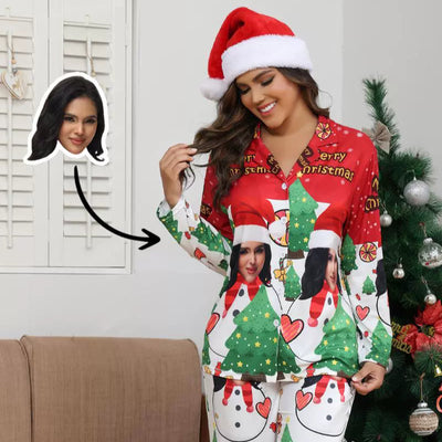 Personalized Image Christmas Pajamas for Couple Portrait Prints