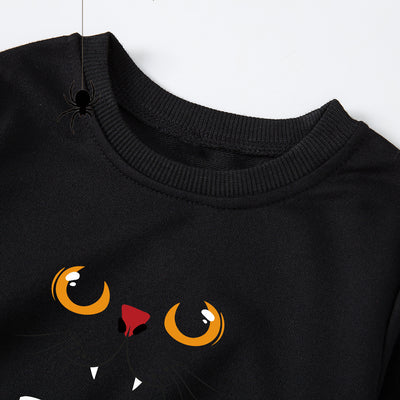Family Matching Halloween Glow-in-the-Dark Black Cat Sweatshirts
