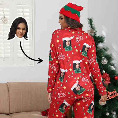 Personalized Image Christmas Pajamas for Couple Portrait Prints
