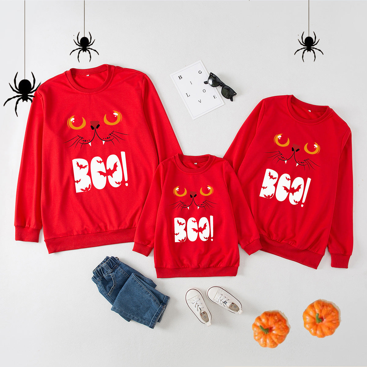 Family Matching Halloween Glow-in-the-Dark Black Cat Sweatshirts