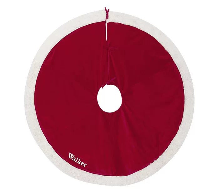Personalized Handcrafted Christmas Family Embroidered velvet Tree Skirt