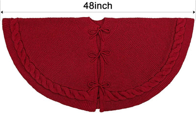Red and White Christmas Knitted Tree Skirt