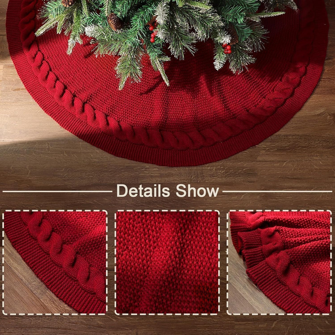 Red and White Christmas Knitted Tree Skirt
