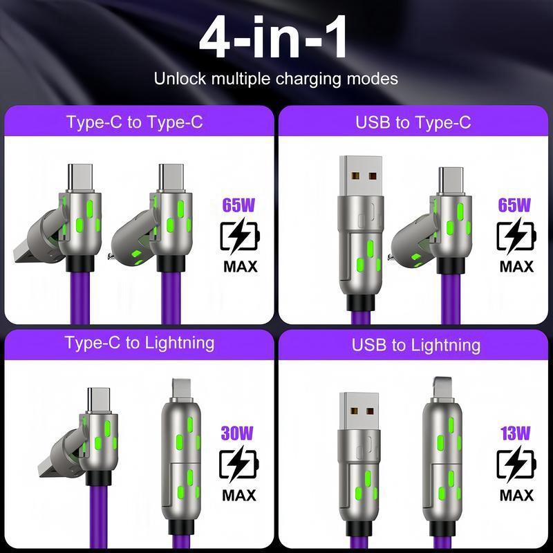 6.6ft 4-in-1 Multi USB Charging Cable with USB