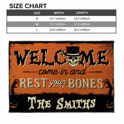 Personalized Halloween Doormat-Welcome Come In And Rest Your Bones