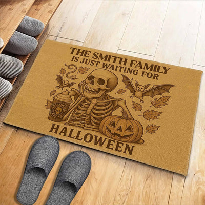 Personalized Halloween Doormat-Family Just Waiting For Halloween