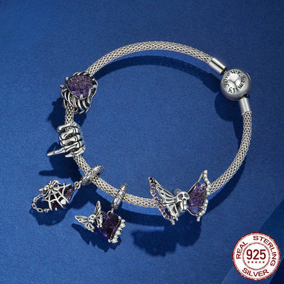 Halloween Purple Butterfly Sterling Silver DIY Charms