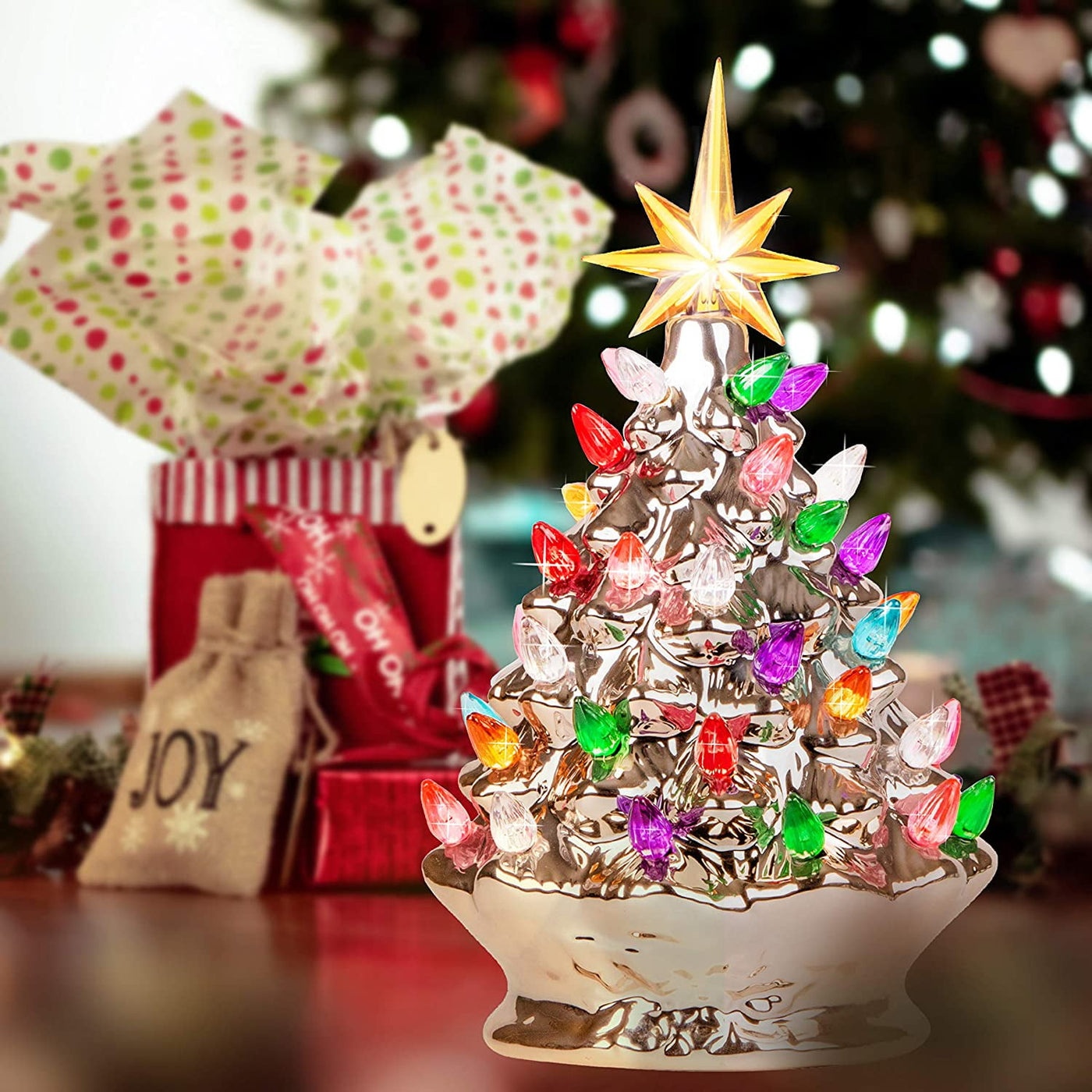 Halloween Legend Ceramic Tree, 9" Handcraft Cordless with Pumpkin Head