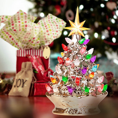 Halloween Legend Ceramic Tree, 9" Handcraft Cordless with Pumpkin Head