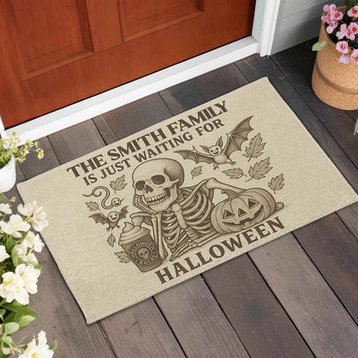 Personalized Halloween Doormat-Family Just Waiting For Halloween
